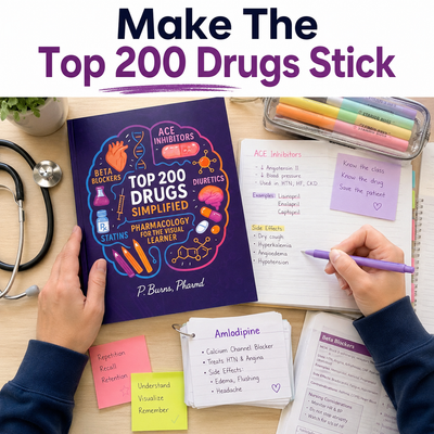 Top 200 Drugs Simplified: Pharmacology Coloring Book and Study Guide
