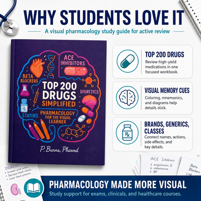 Top 200 Drugs Simplified: Pharmacology Coloring Book and Study Guide