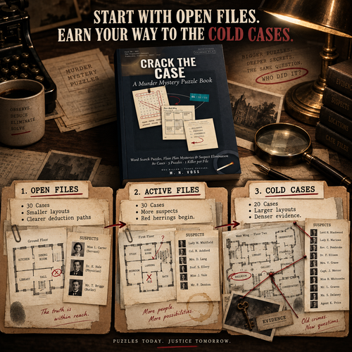 Murder Mystery Puzzle Book - Crack the Case
