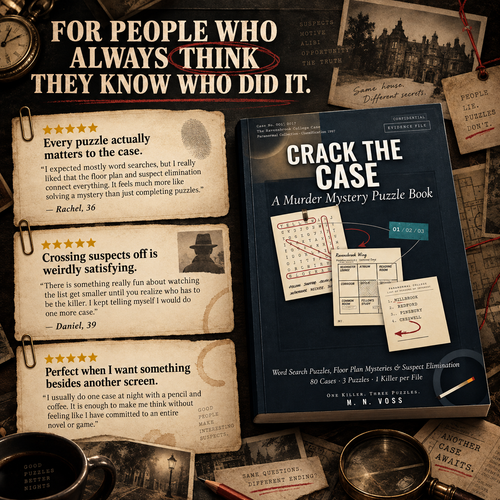 Murder Mystery Puzzle Book - Crack the Case